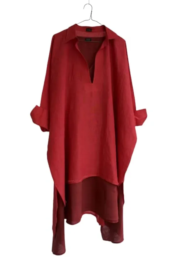 Popuppatka_ Women_Regular_Fit_Self_Design_Casual_Shirt_Red